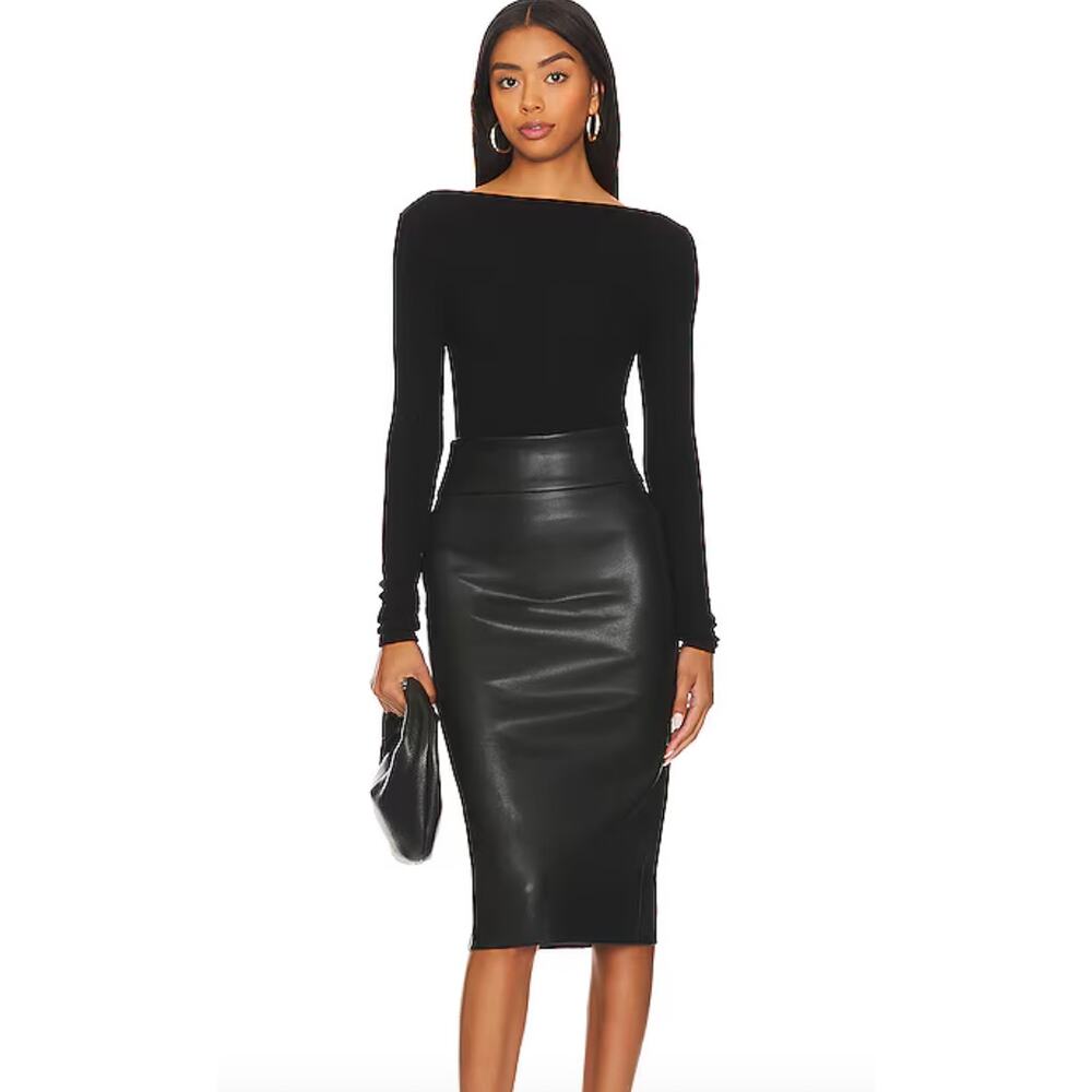 NWOT Enza Costa Faux Leather Midi Skirt, Size 0 $395
